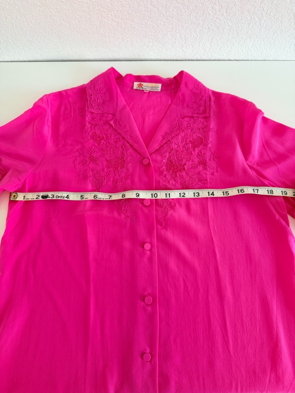 Fuchsia Embroidered Button-Front Blouse - Picture 6 of 9